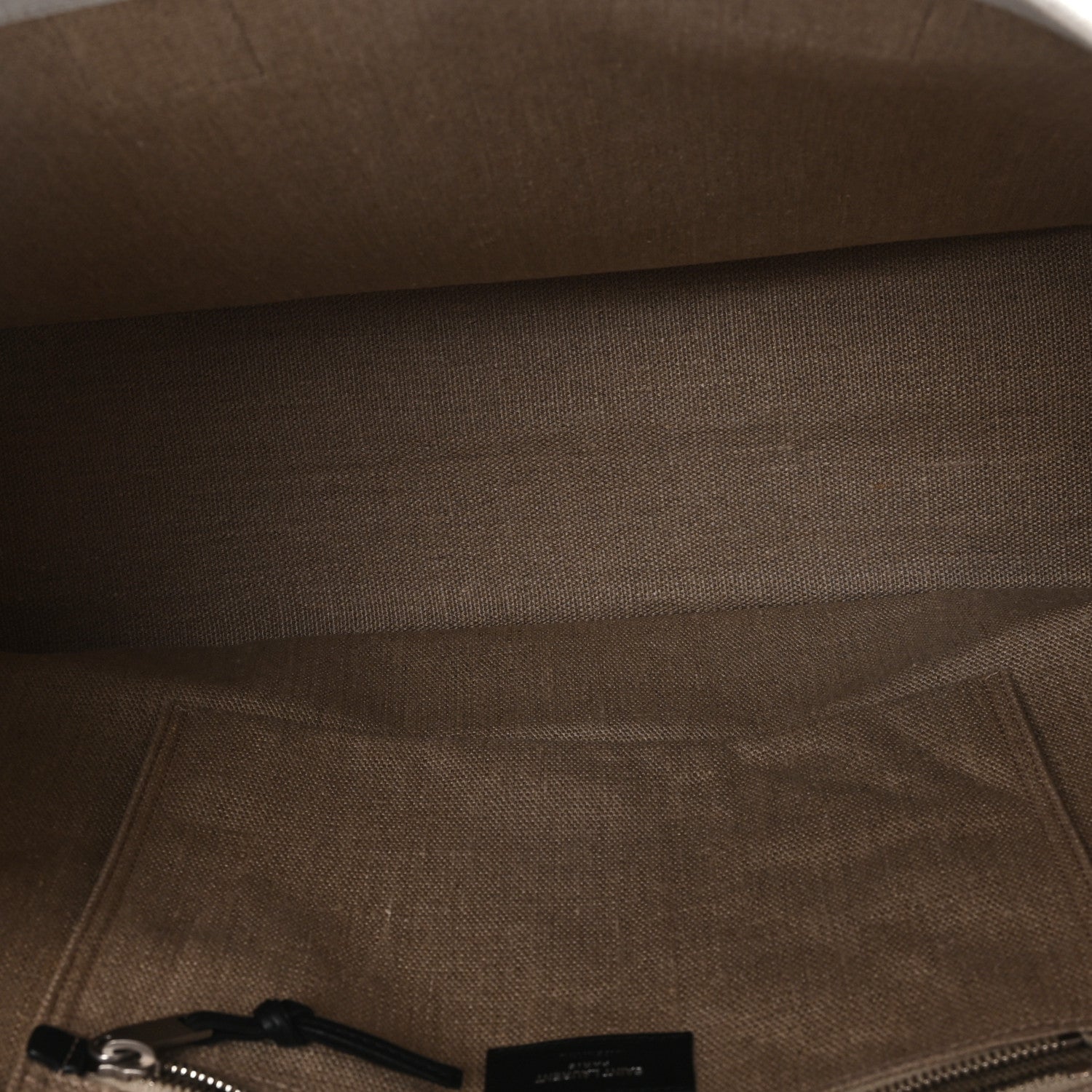 Saint Laurent Linen Calfskin Rive Gauche Tote Greggio Natural 5 of 10