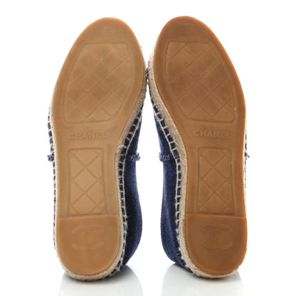 Chanel Denim Toile CC Espadrilles 38 Navy Black 5 of 10