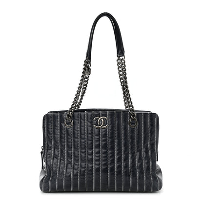 Chanel Lambskin Vertical Quilted Tote Navy 1 of 14