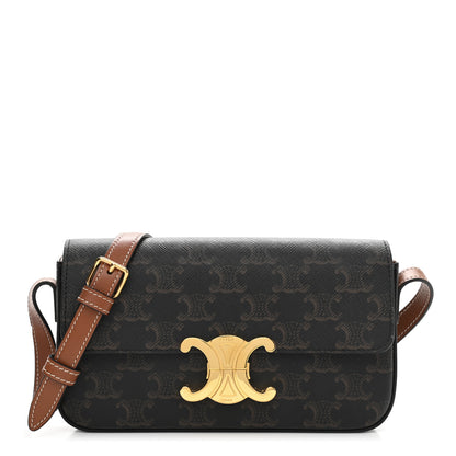 Celine Canvas Calfskin Triomphe Shoulder Bag Tan 1 of 11