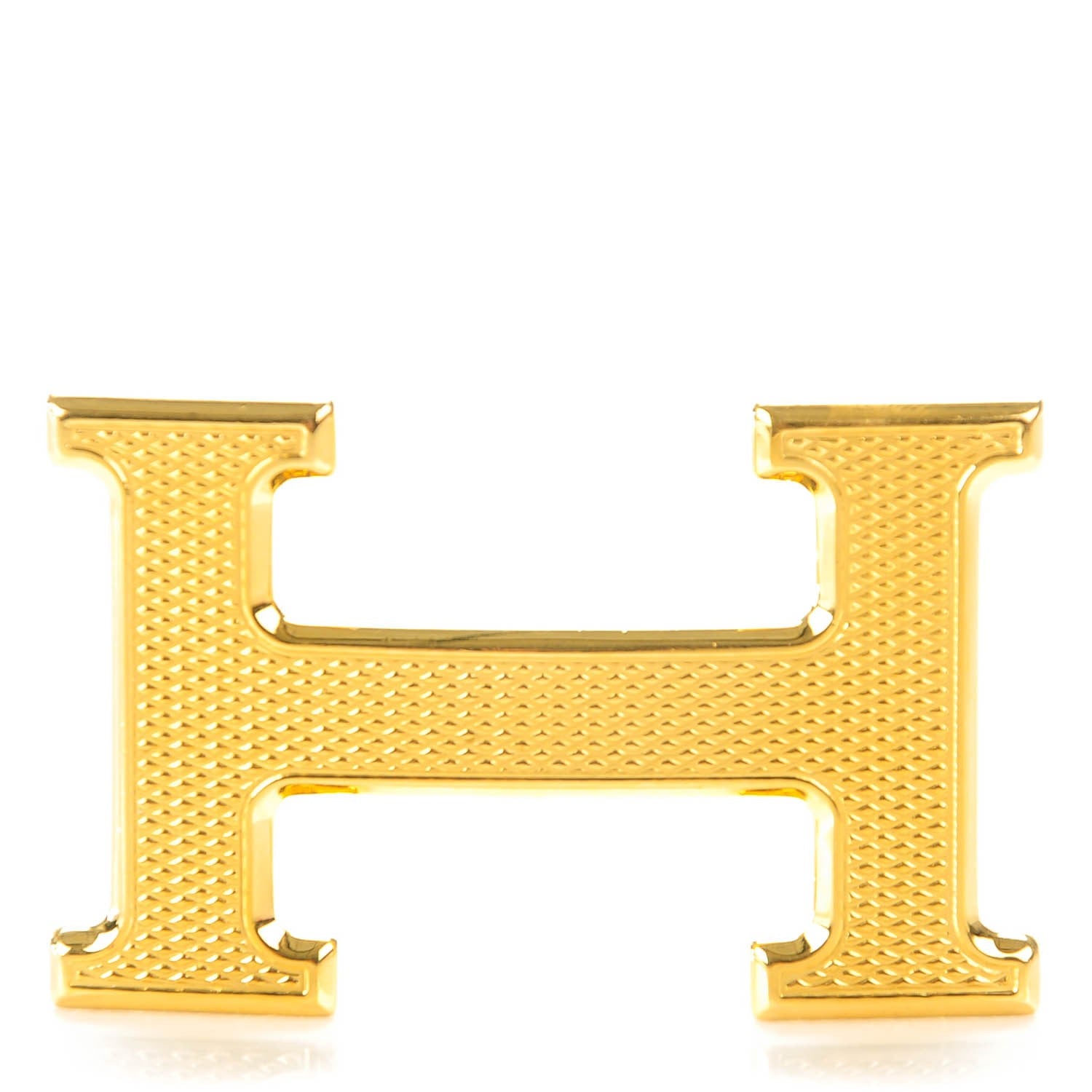 Hermes Guilloche 32mm H Belt Buckle Gold 1 of 3