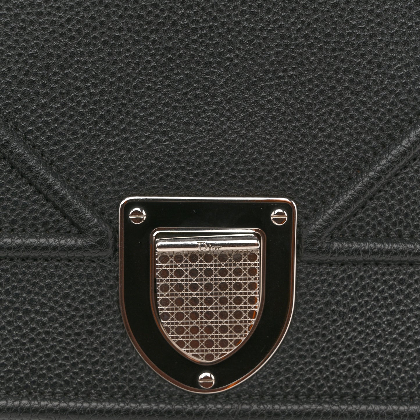 Grained Calfskin Medium Diorama Flap Bag Black