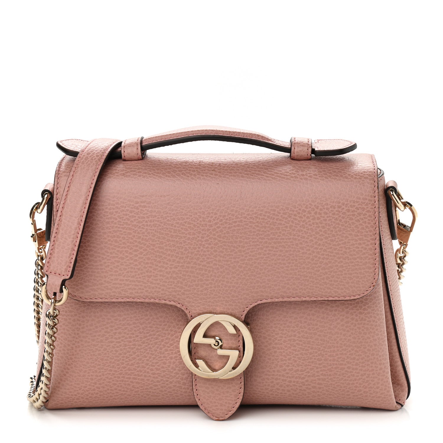 Gucci Dollar Calfskin Interlocking G Top Handle Shoulder Bag Soft Pink 1 of 16