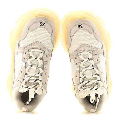 Balenciaga Fabric Mesh Clear Sole Womens Triple S Sneakers 36 Honeycomb White 2 of 12