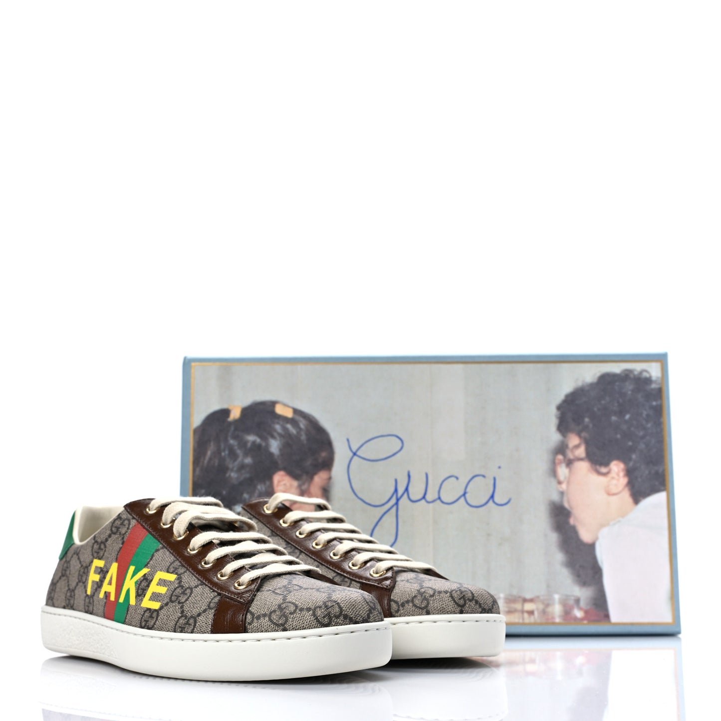 GG Supreme Monogram Fake/Not Mens Ace Sneakers 8.5 Beige New Shamarock Brown Sugar