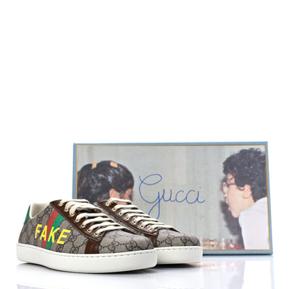 Gucci GG Supreme Monogram Fake/Not Mens Ace Sneakers 8.5 Beige New Shamarock Brown Sugar 10 of 10