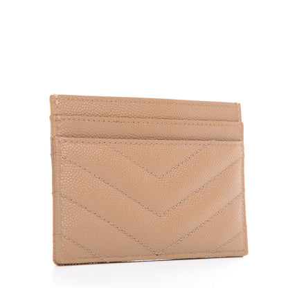 Saint Laurent Grain De Poudre Matelasse Chevron Monogram Credit Card Case Nude Powder 2 of 5