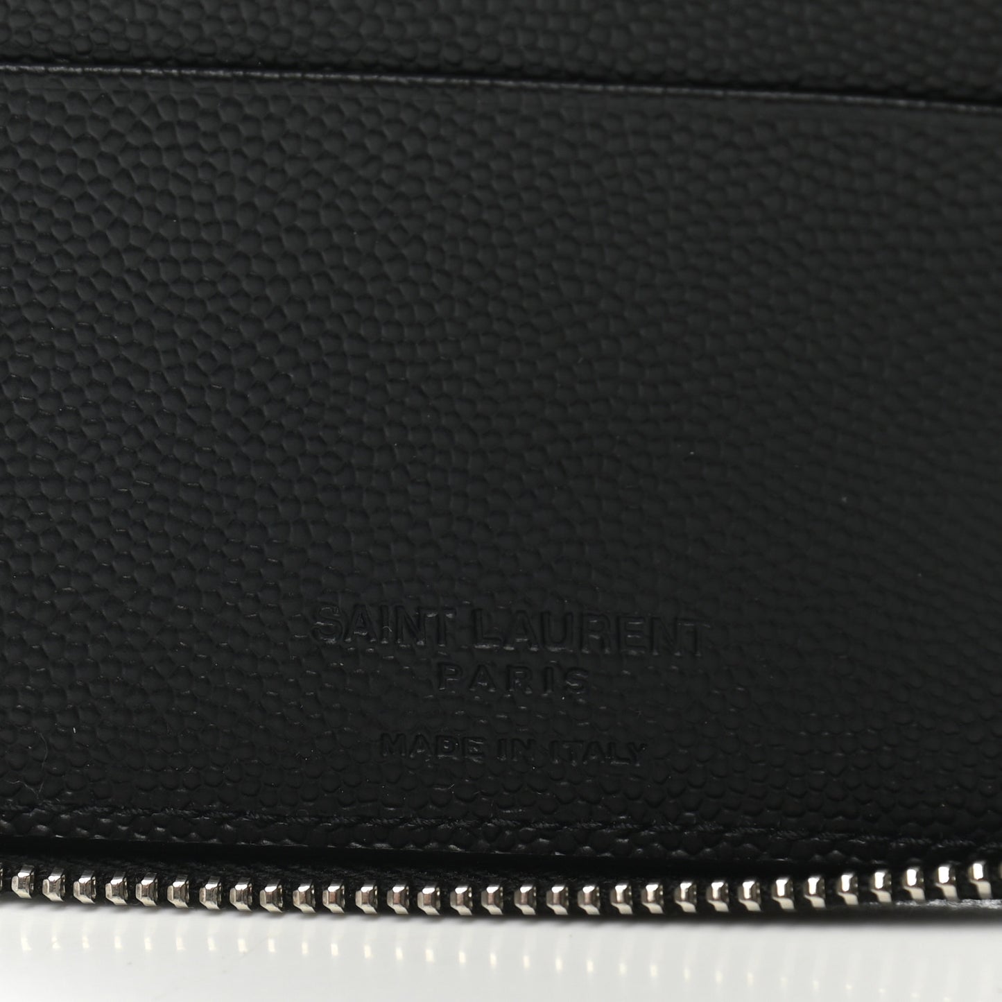 Grained Calfskin Rive Gauche Compact Zip Around Wallet Black