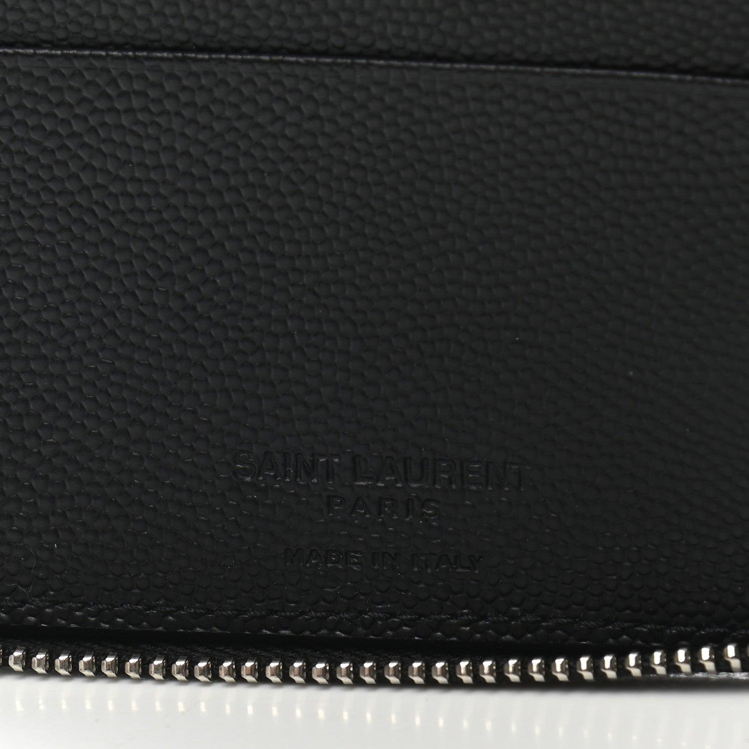 Saint Laurent Grained Calfskin Rive Gauche Compact Zip Around Wallet Black 6 of 7