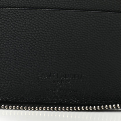 Saint Laurent Grained Calfskin Rive Gauche Compact Zip Around Wallet Black 6 of 7