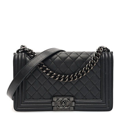 Chanel Calfskin Quilted Medium Boy Flap So Black 1 of 10