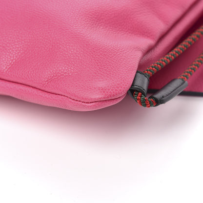 Gucci Grained Calfskin Logo Drawstring Backpack Box Pink Green Black 9 of 10