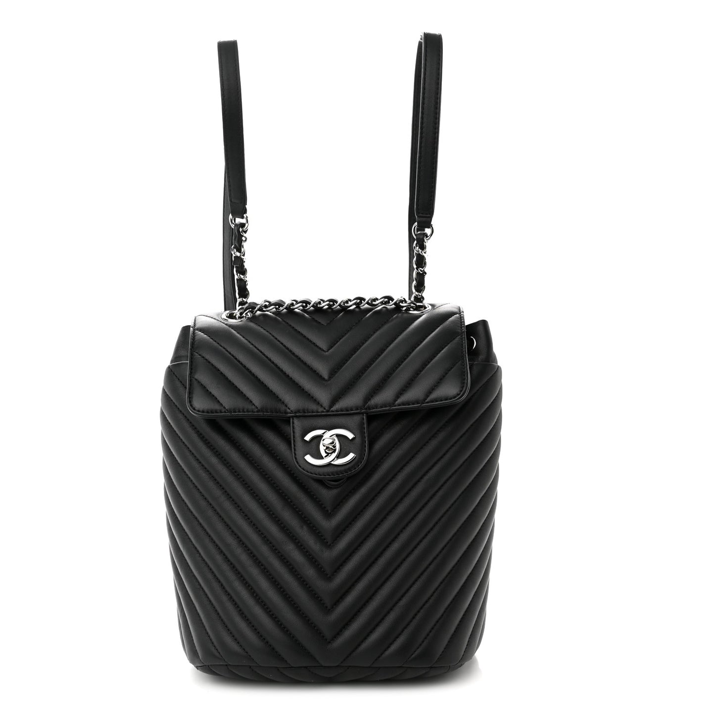 Calfskin Chevron Quilted Small Urban Spirit Backpack Black