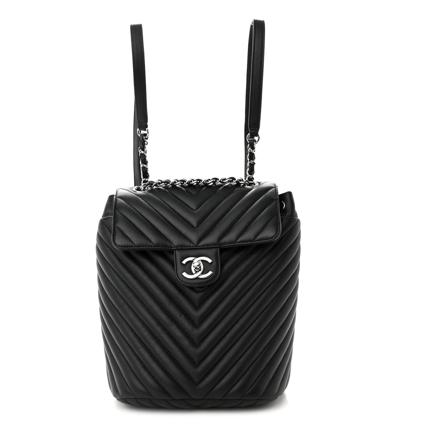 Chanel Calfskin Chevron Quilted Small Urban Spirit Backpack Black 1 of 10
