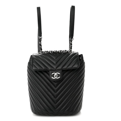 Chanel Calfskin Chevron Quilted Small Urban Spirit Backpack Black 1 of 10