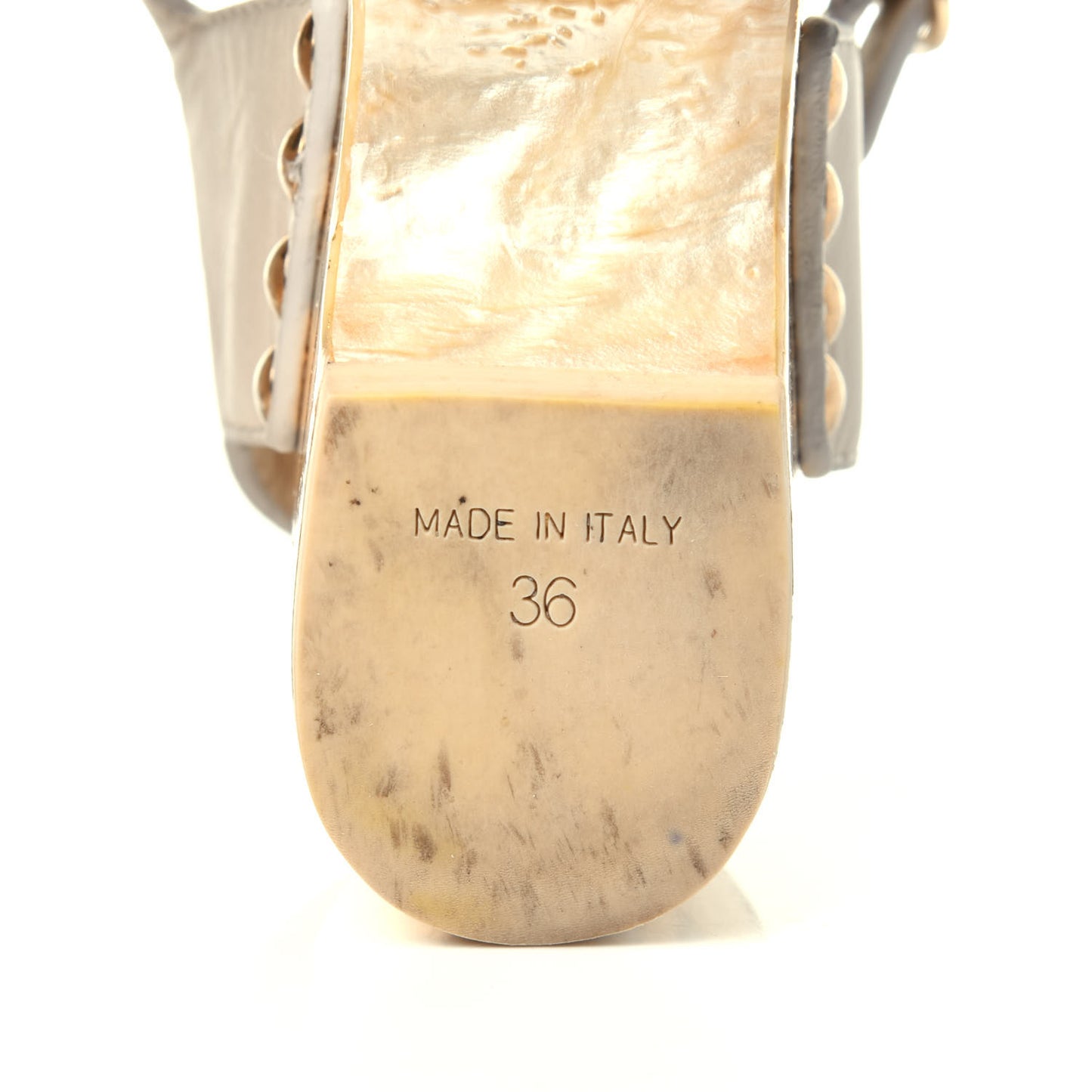 Calfskin Chain Wedge Sandals 36 White