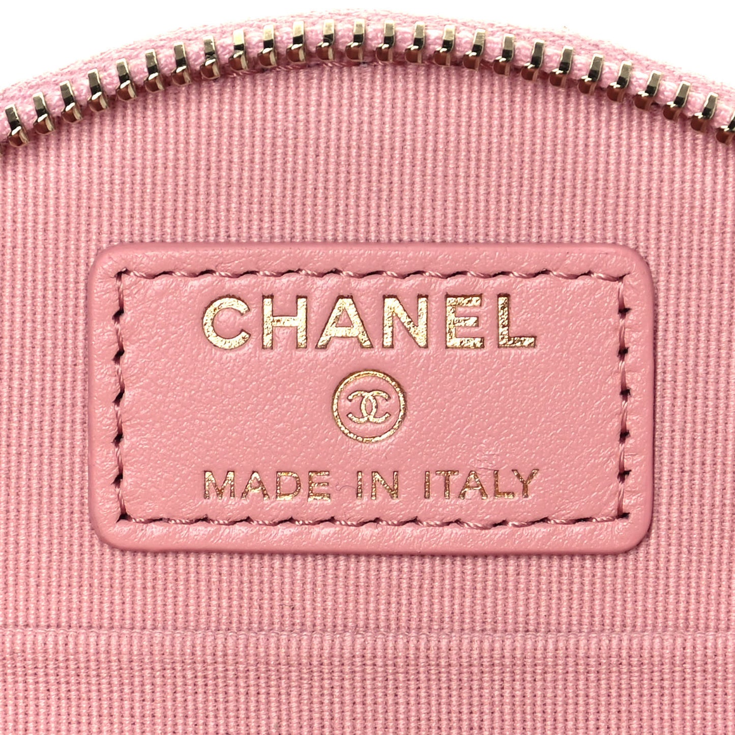 Caviar Quilted Round Handle With Care Vanity With Chain Pink