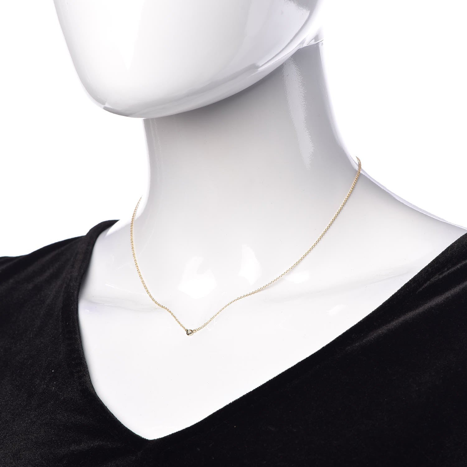 Tiffany 18K Yellow Gold Diamond .05ct Elsa Peretti Diamonds by the Yard Pendant Necklace 2 of 6