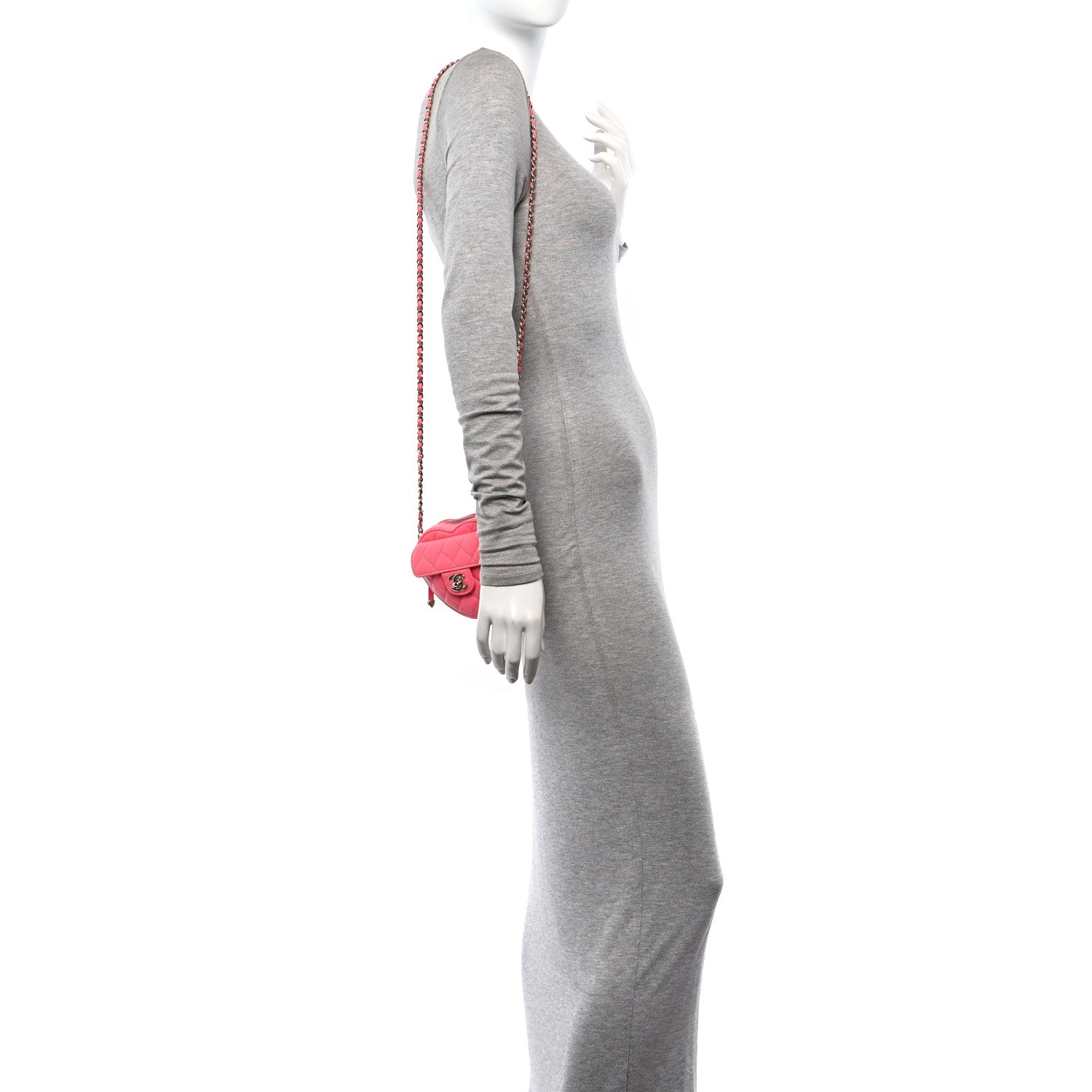 Chanel Lambskin Quilted CC In Love Heart Clutch With Chain Pink 2 of 11