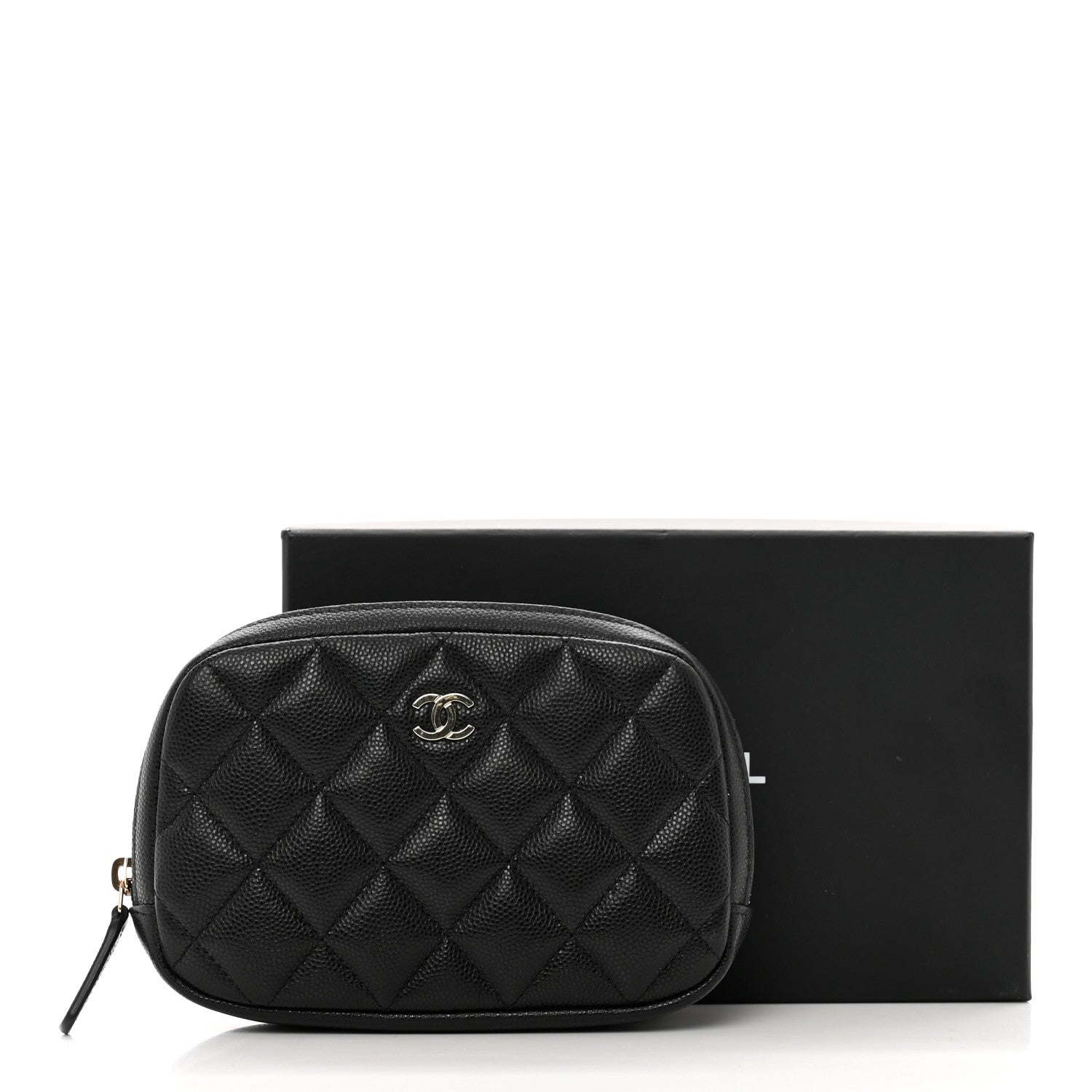 Chanel Caviar Quilted Curvy Pouch Cosmetic Case Black 8 of 8