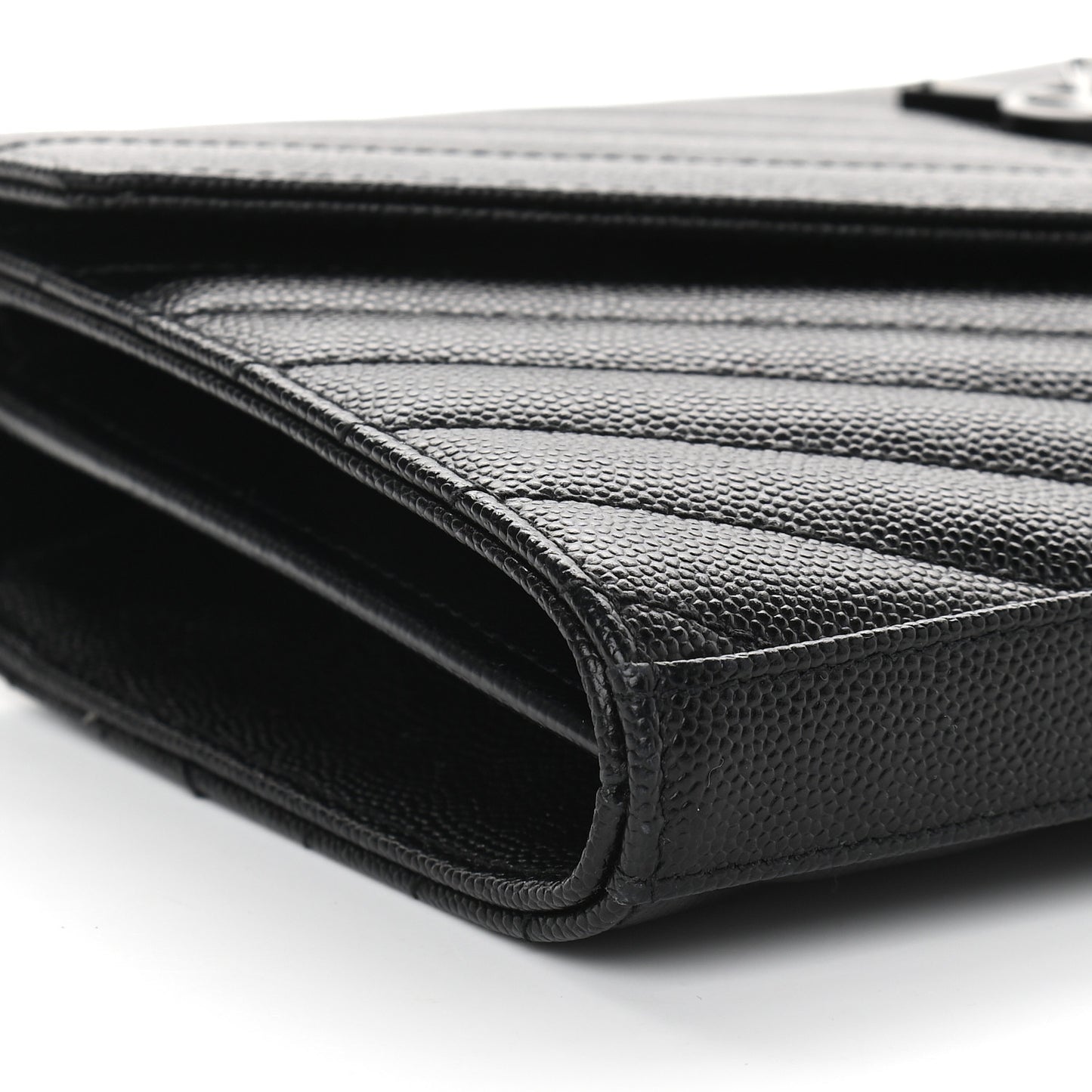 Grain De Poudre Matelasse Chevron Monogram Chain Wallet Black
