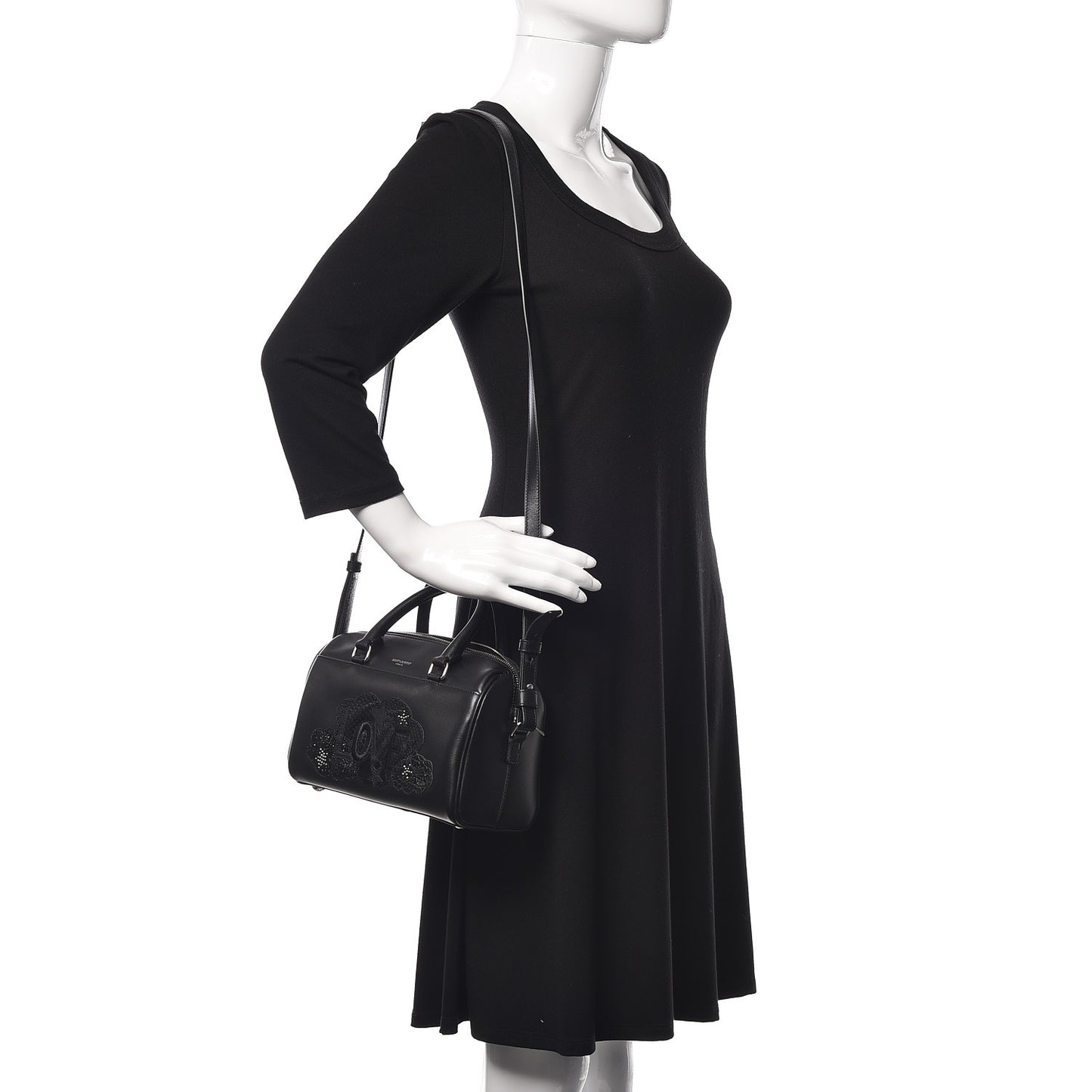 Calfskin Love Patchwork Classic Baby Duffle Black
