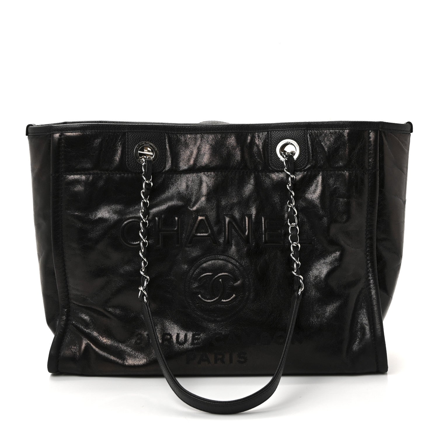 Chanel Glazed Calfskin Small Deauville Tote Black 1 of 11