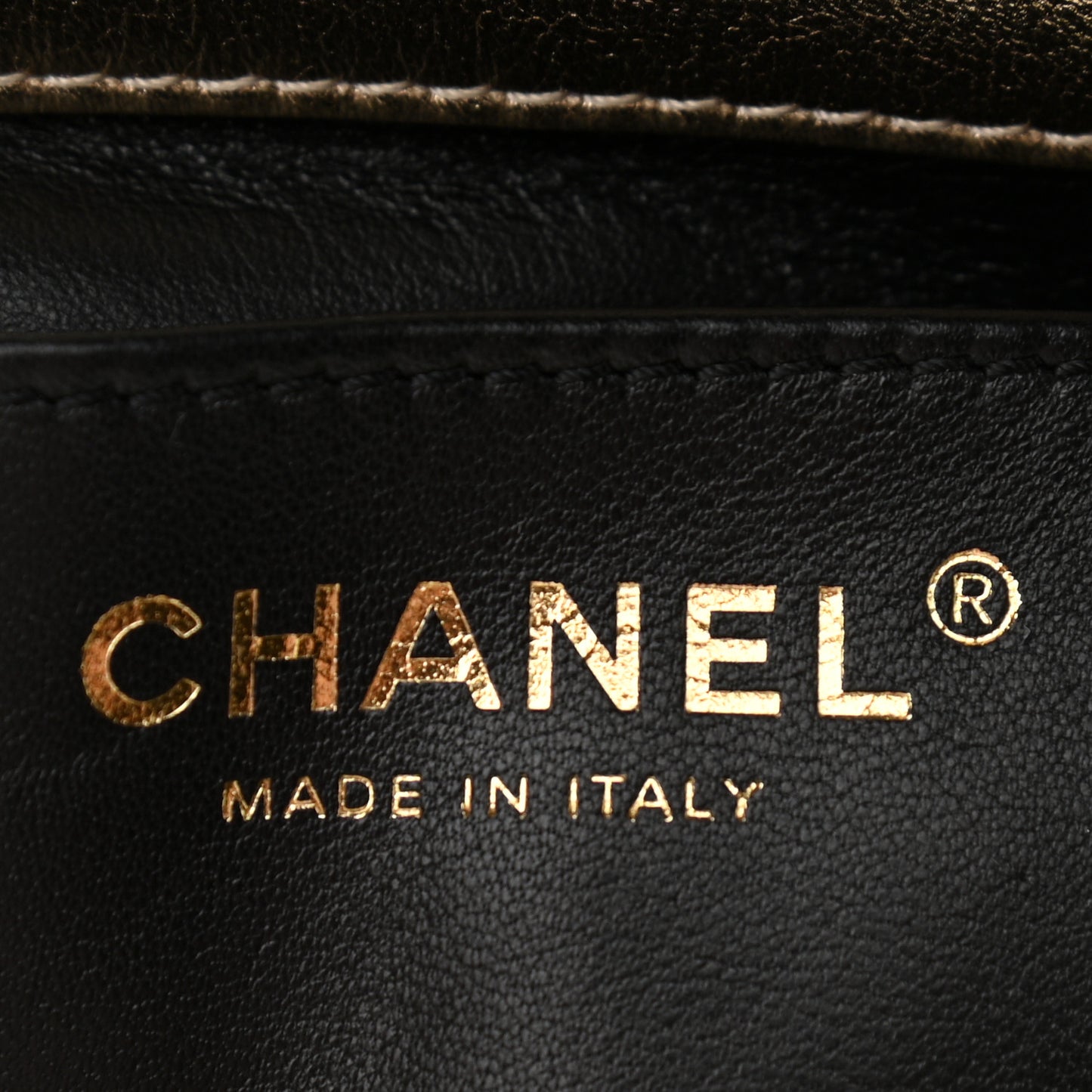 Metallic Lambskin Quilted Mini CC Crystal Logo Chain Flap Gold