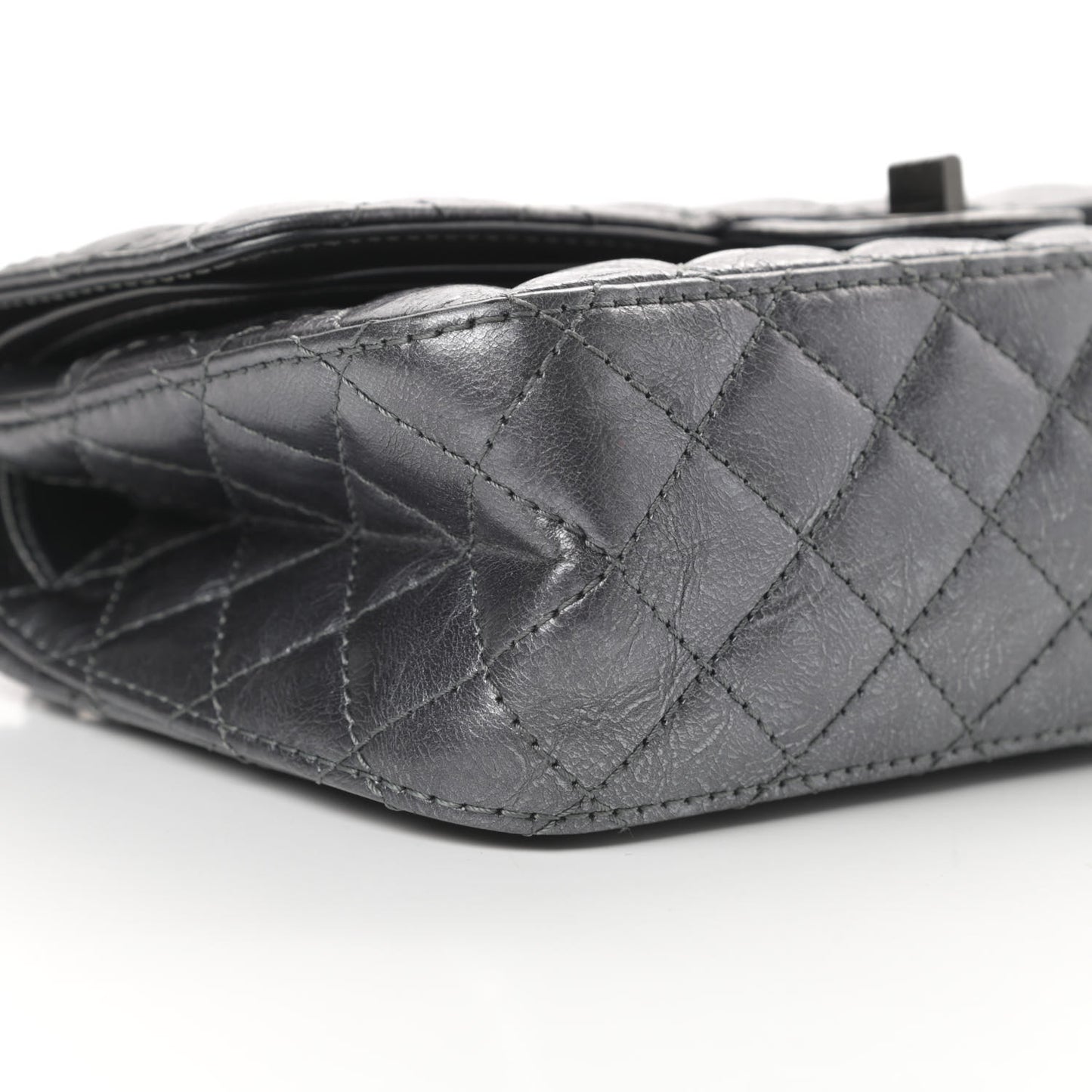Metallic Aged Calfskin Quilted 2.55 Reissue 225 Flap Charcoal