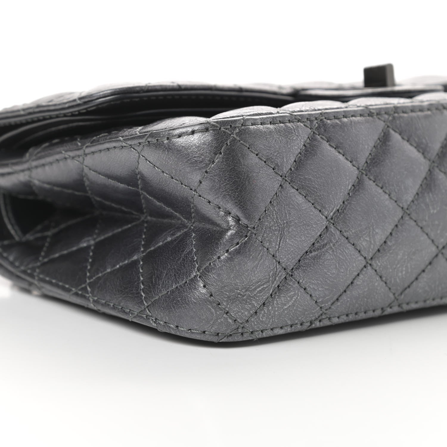 Chanel Metallic Aged Calfskin Quilted 2.55 Reissue 225 Flap Charcoal 9 of 13