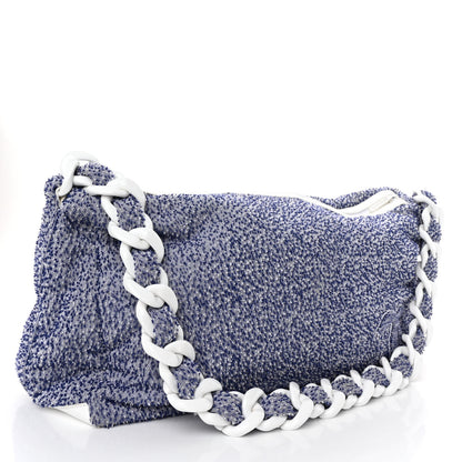 Chanel Terry Cotton Resin Chain Fizzy Hobo Blue White 4 of 12