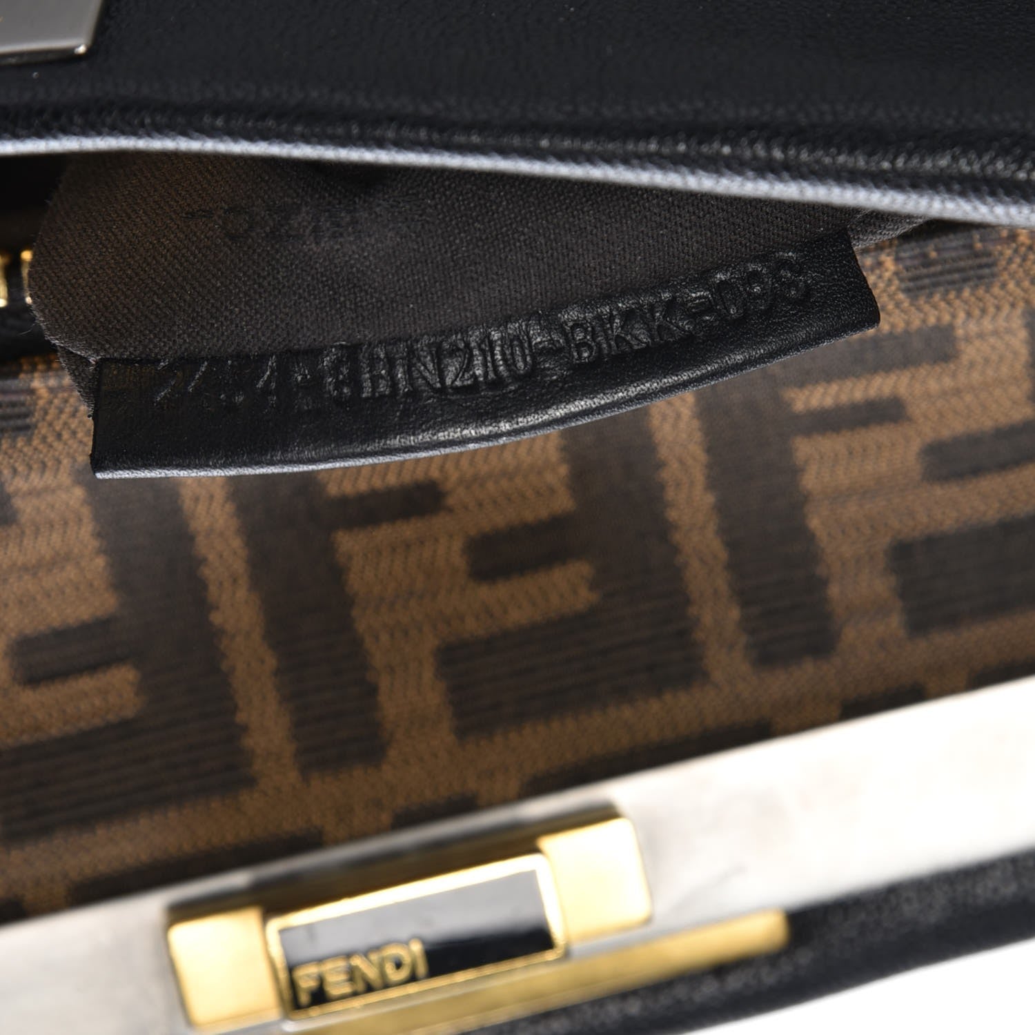 Fendi Goatskin Zucca Large Peekaboo Iconic Satchel Black Tobacco 8 of 9