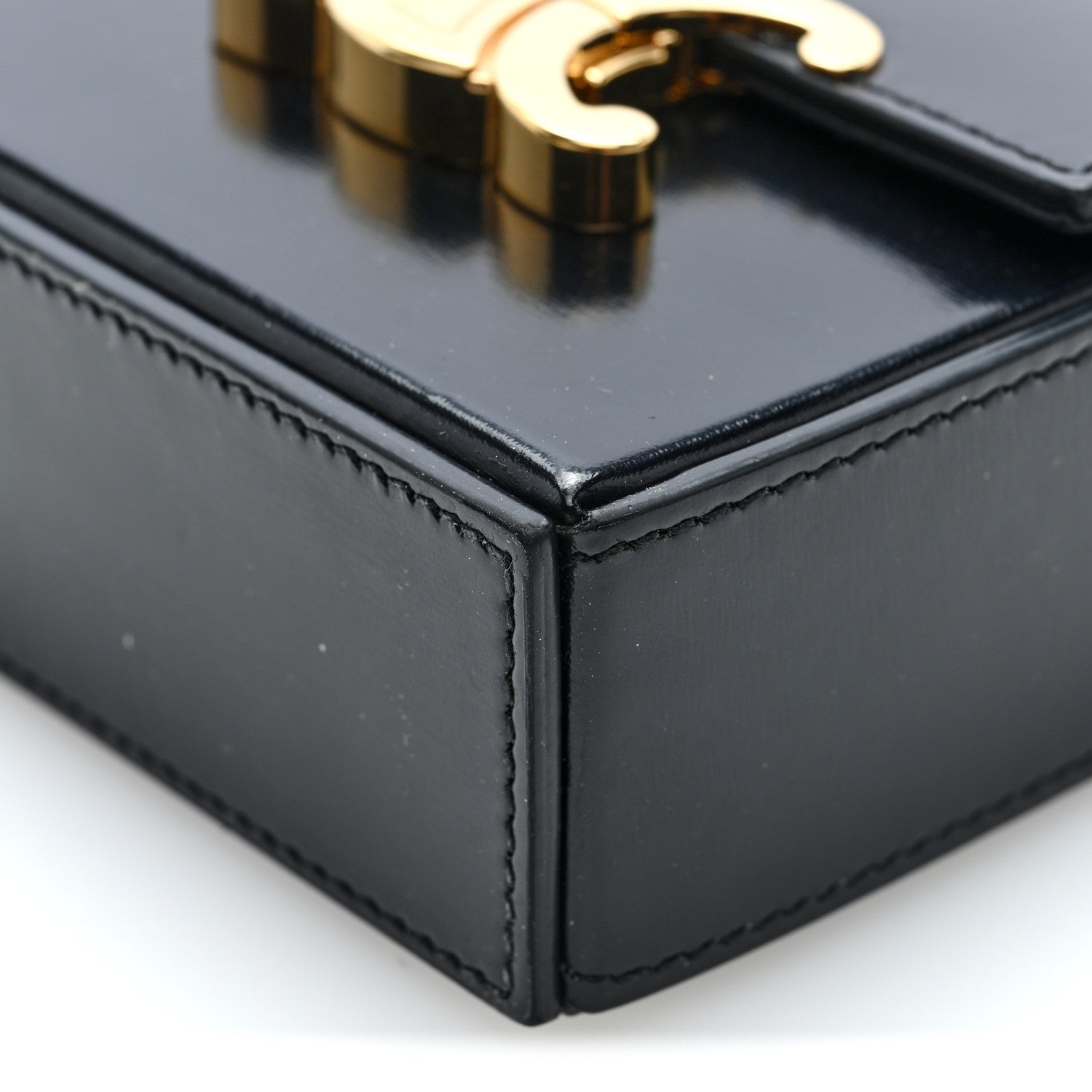 Celine Shiny Calfskin Triomphe Mini Chain Box Bag Black 9 of 9