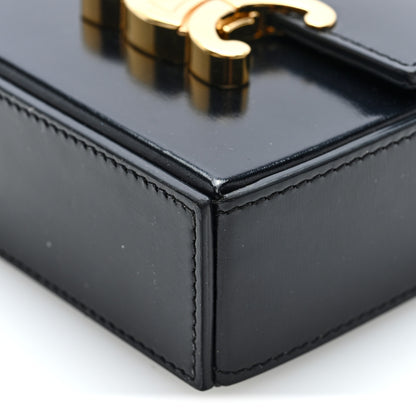 Celine Shiny Calfskin Triomphe Mini Chain Box Bag Black 9 of 9
