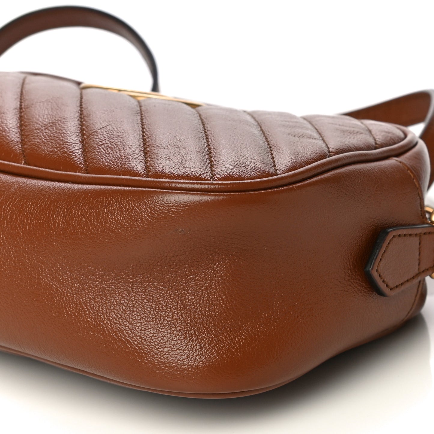 Glazed Calfskin Matelasse Diagonal Small GG Marmont Chain Shoulder Bag Cuir