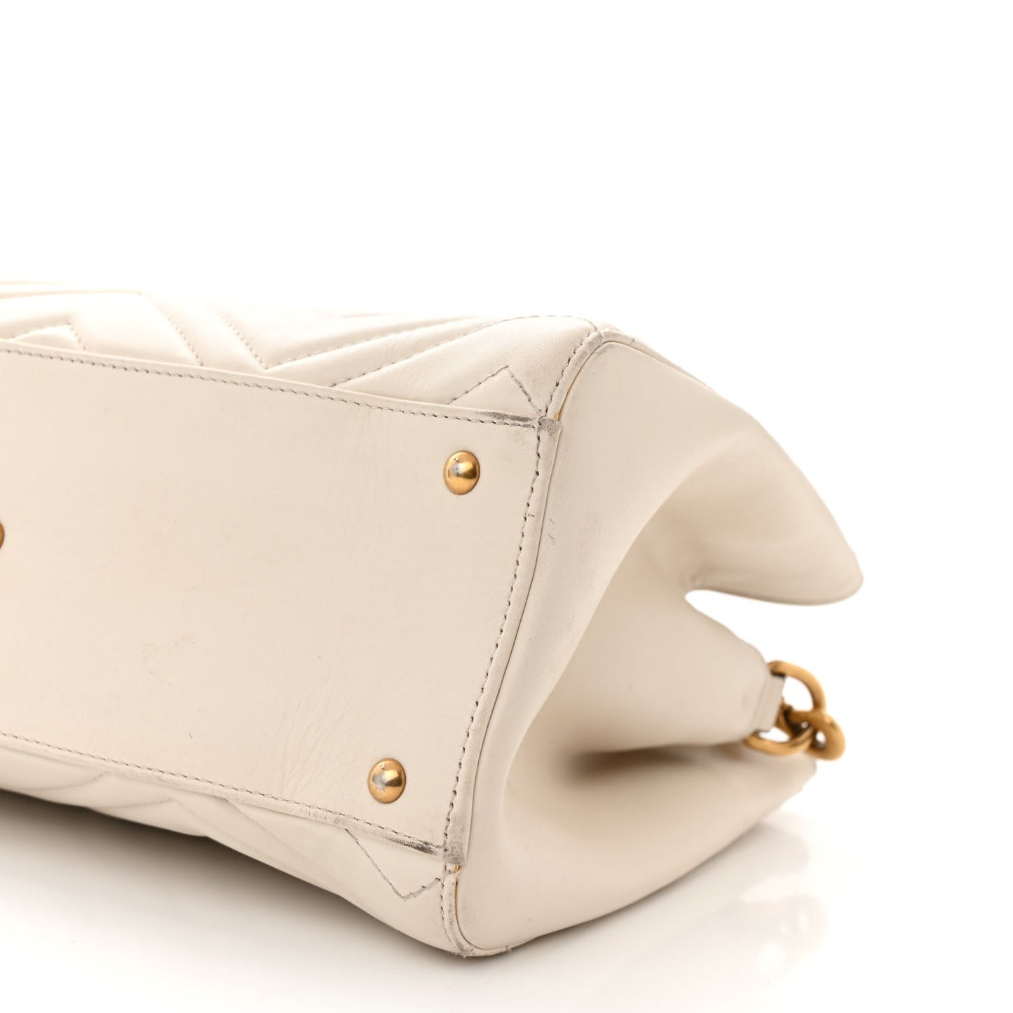 Calfskin Matelasse Small GG Marmont Tote White