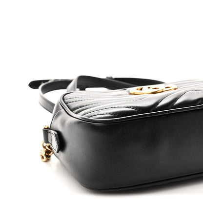Gucci Calfskin Matelasse Small GG Marmont Chain Shoulder Bag Black 9 of 11