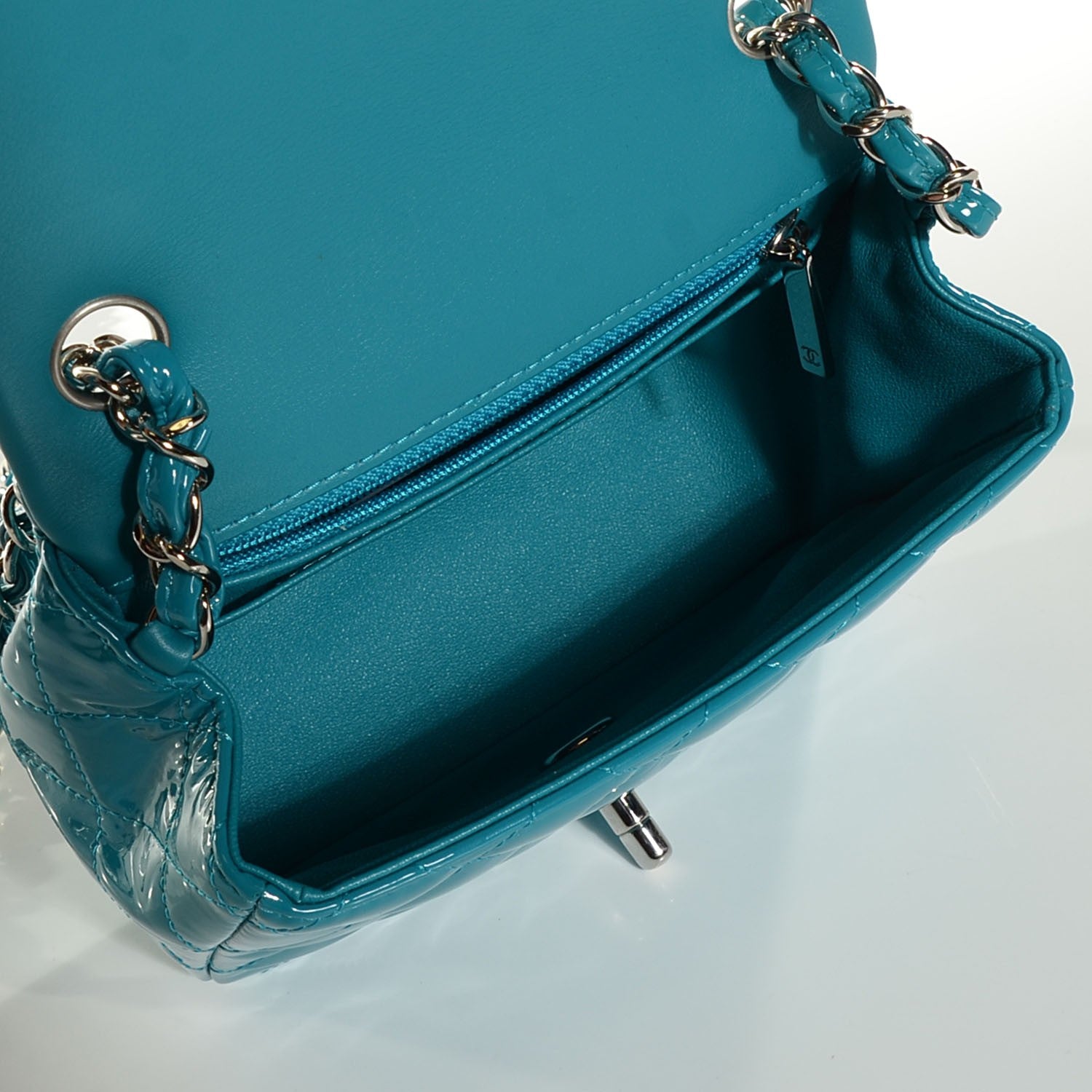 Chanel Patent Quilted Mini Square Flap Turquoise 7 of 8