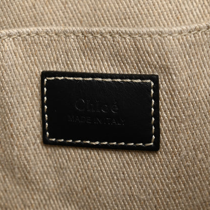 Chloe Linen Calfskin Medium Woody Ribbon Tote White Blue 6 of 13