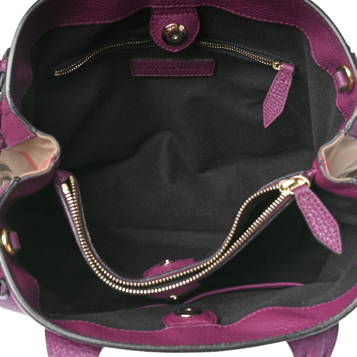 Grainy Calfskin House Check Medium Banner Tote Elderberry