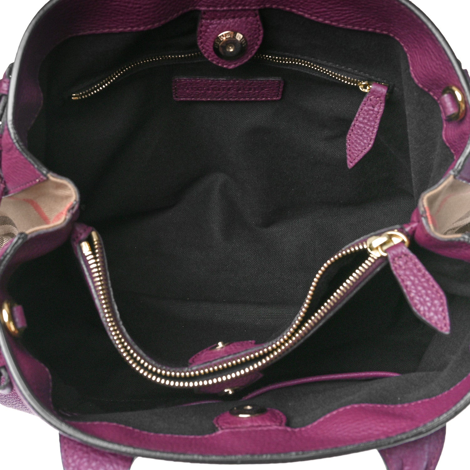 Burberry Grainy Calfskin House Check Medium Banner Tote Elderberry 5 of 8
