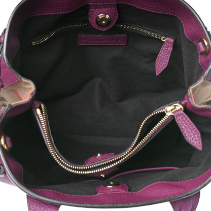 Burberry Grainy Calfskin House Check Medium Banner Tote Elderberry 5 of 8