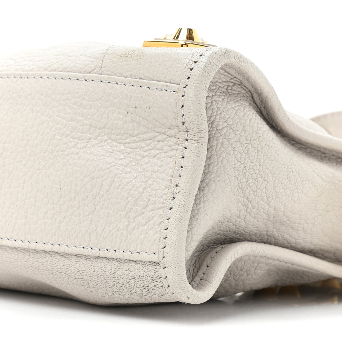 Chevre Gold Metallic Edge Hardware Mini City Gris Perle