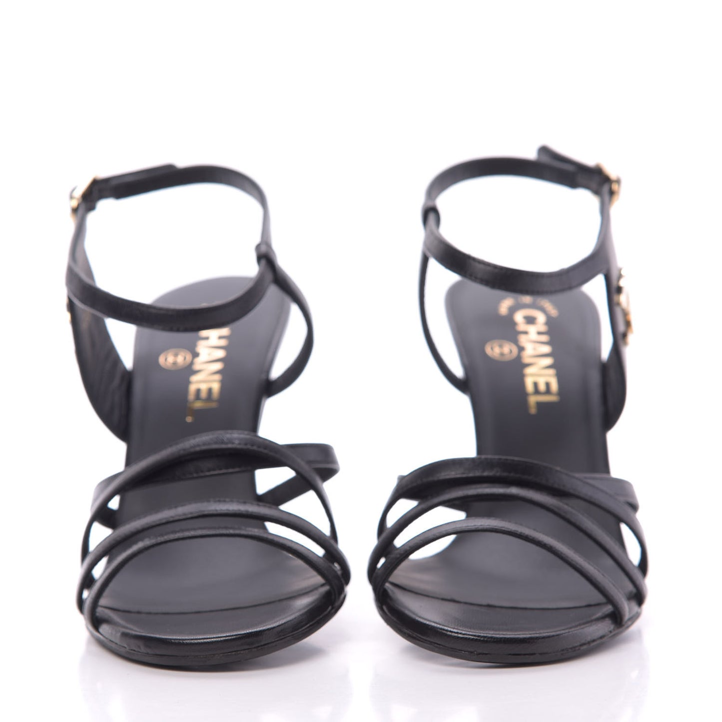 Lambskin CC Sandals 38 Black