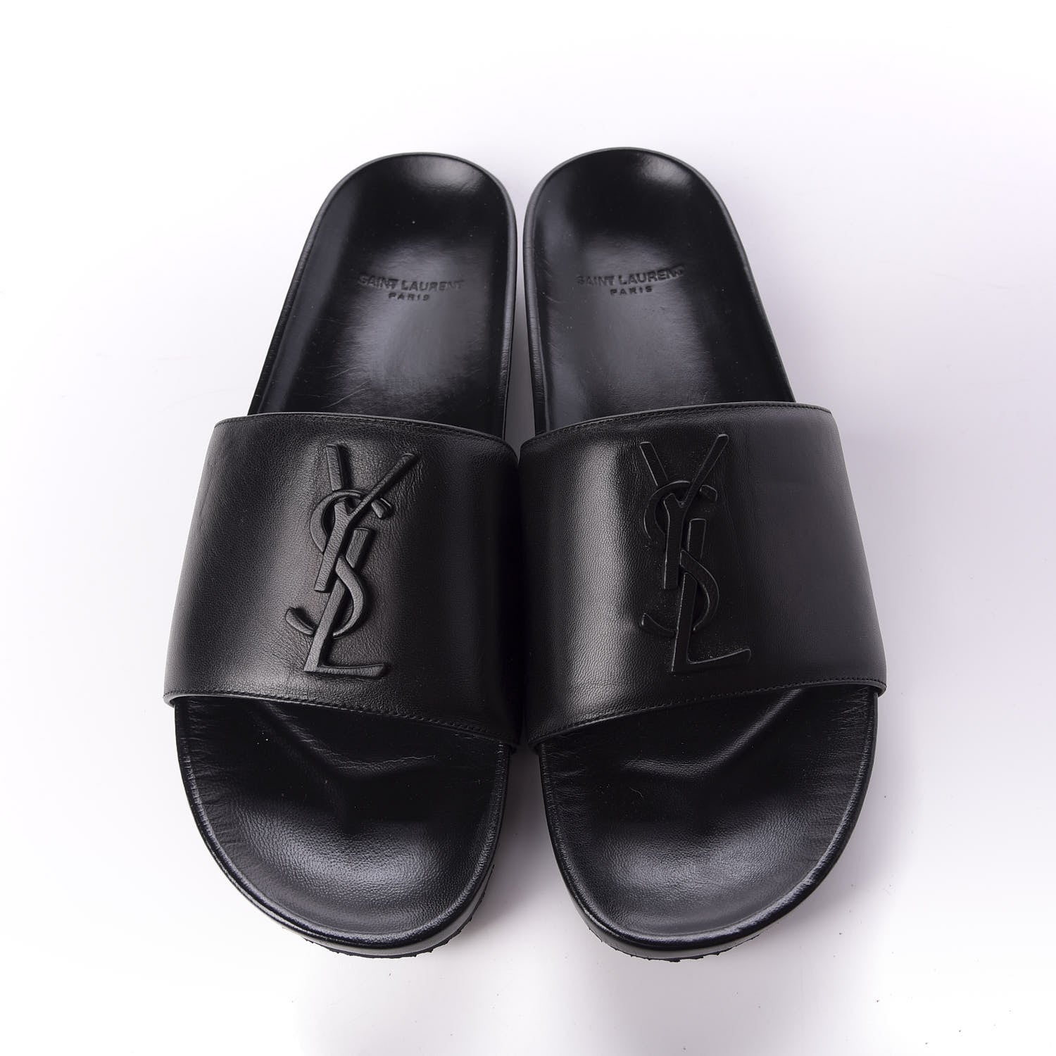 Saint Laurent Lambskin Joan Slide Sandals Black 5 of 10