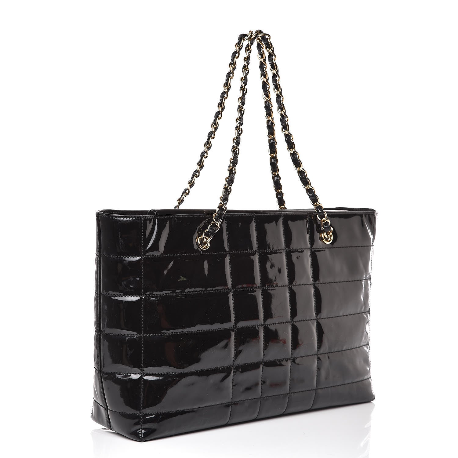 Chanel Patent Chocolate Bar Quilted Tote Black 3 of 10