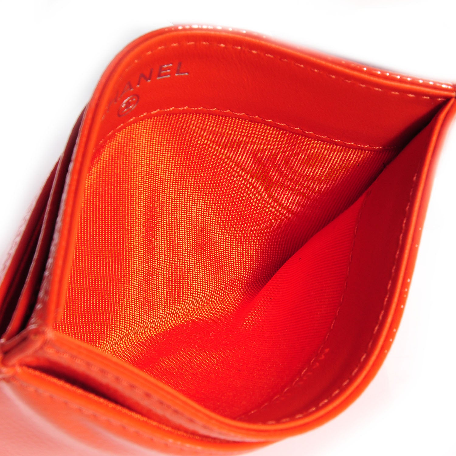 Chanel Patent Grained Calfskin CC Timeless Card Holder Orange 5 of 9