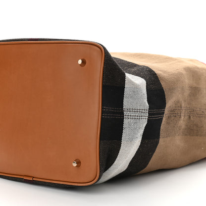 Burberry Canvas Mega Check Medium Ashby Hobo Saddle Brown 8 of 10