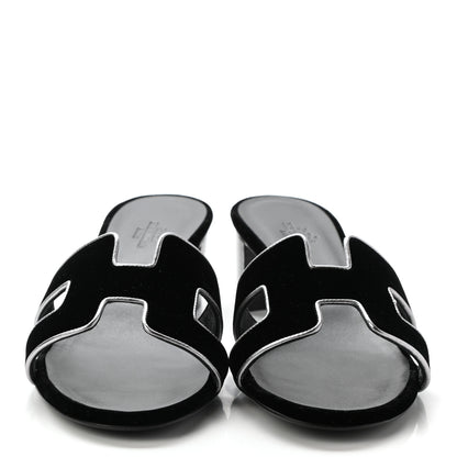 Hermes Velvet Nappa Oasis Sandals 37.5 Argent Vieilli 2 of 7