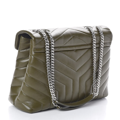 Saint Laurent Calfskin Y Quilted Monogram Medium Loulou Chain Satchel Military Olive 3 of 9